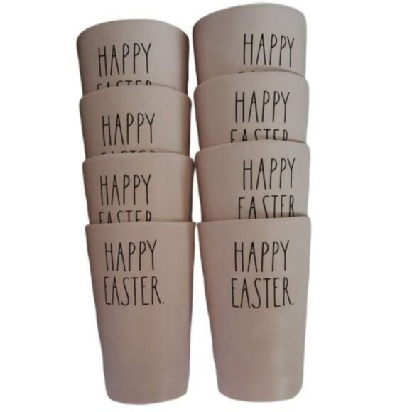 8 Happy Easter Cups Tumblers Rae Dunn Pink Plastic - Picture 1 of 11